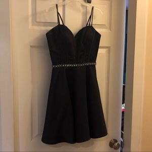 Beautiful Navy Satin Dress. Great for the Junior Prom or for a wedding guest